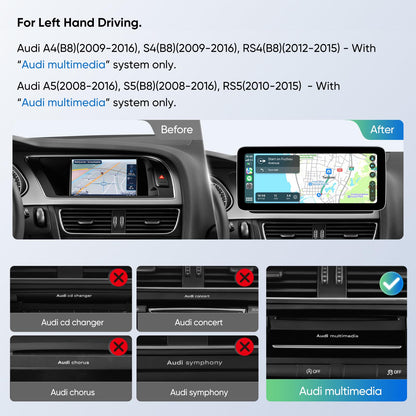 Autoradio 12,3" pour Audi A4/A5/S4/S5 B8 (2009-2016) avec CarPlay & Android Auto