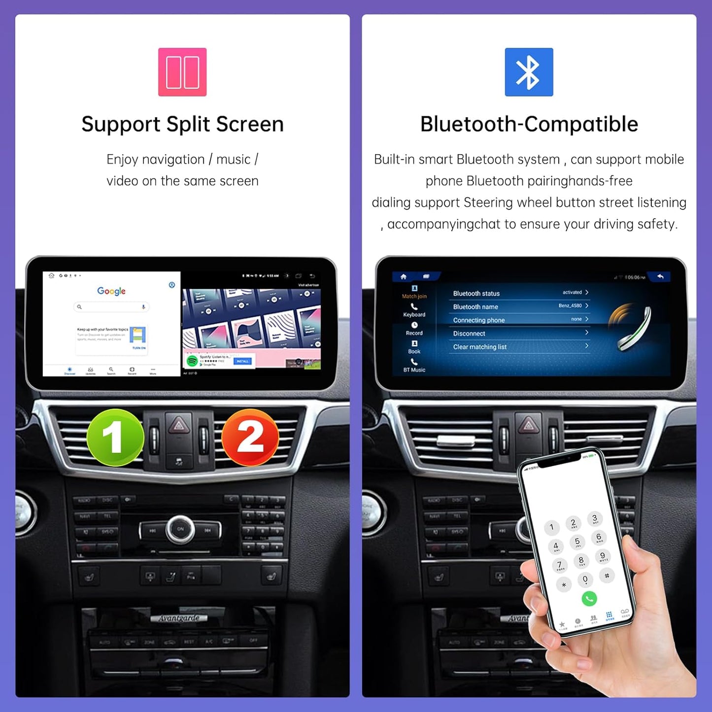 Écran tactile 12.3" Android 13 pour Mercedes Classe E W212 (2009-2014) | Wireless CarPlay, Android Auto, GPS