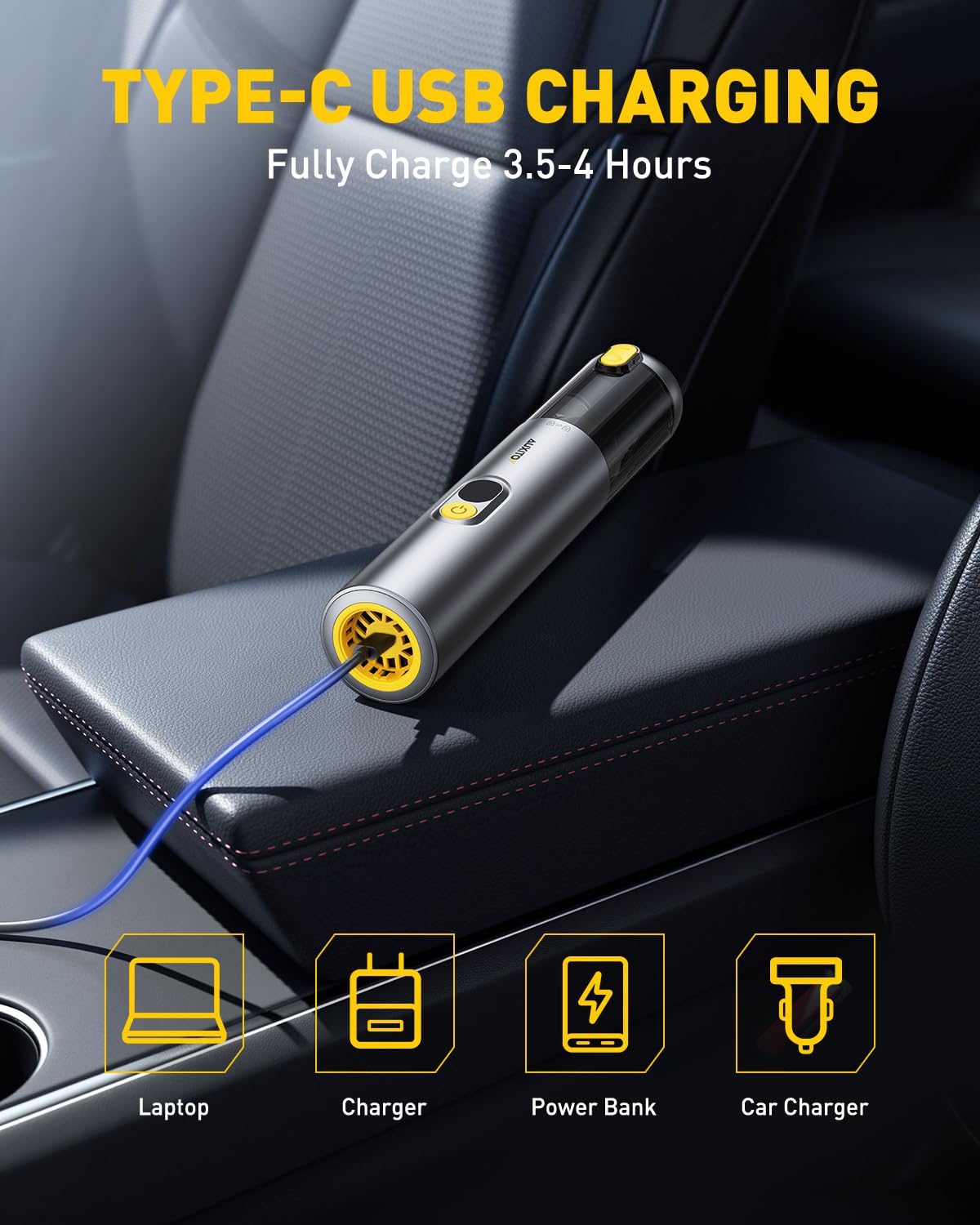 Aspirateur de Voiture Portable - 4 en 1 Sans Fil
