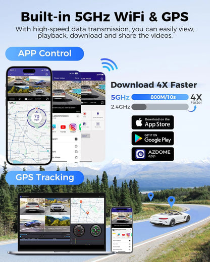 Dashcam 4 Canaux 4K avec GPS - Enregistrement 360° & Vision Nocturne - TOP TAKTIL M660