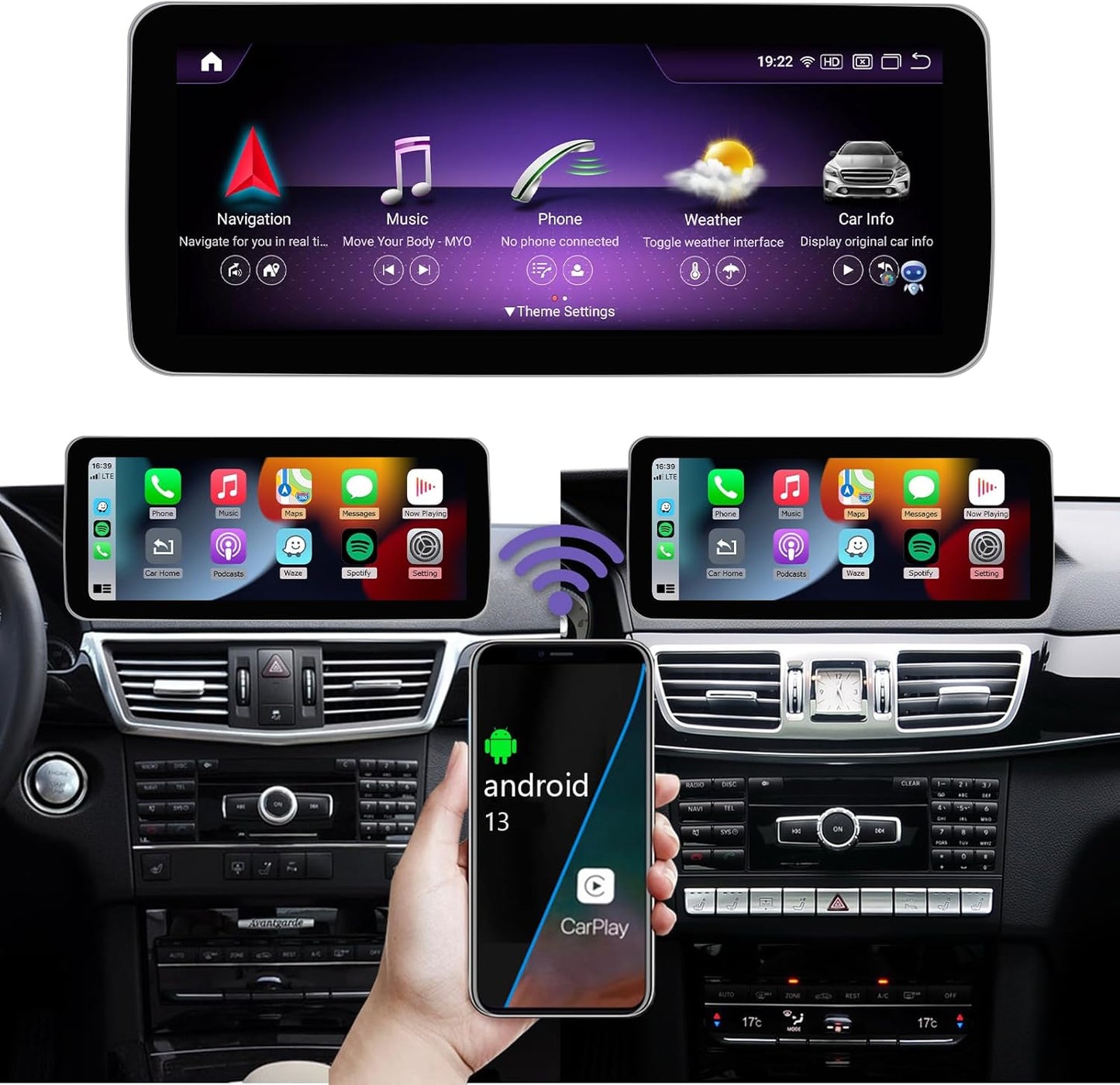 Écran tactile 12.3" Android 13 pour Mercedes Classe E W212 (2009-2014) | Wireless CarPlay, Android Auto, GPS