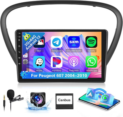Autoradio Android 13 9 Pouces pour Peugeot 607 (2002-2010)| 4GB RAM + 64GB ROM