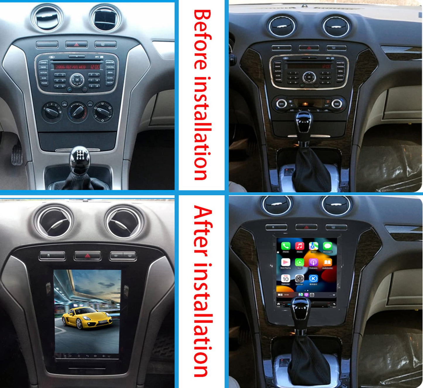 Tesla Style Radio Android 12 Autoradio GPS Navigation pour Ford Mondeo 2011-2013 Lecteur Multimédia De Voiture Autoradio 9,7 Pouces Support D'écran Bluetooth WiFi USB FM SWC avec Caméra De Recul HD