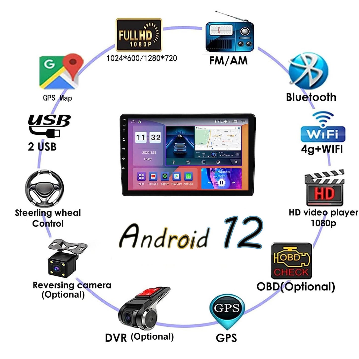 Autoradio Android 12 9'' pour Audi A3/S3 2003-2012 | FM, DSP, DAB+, Caméra Offerte