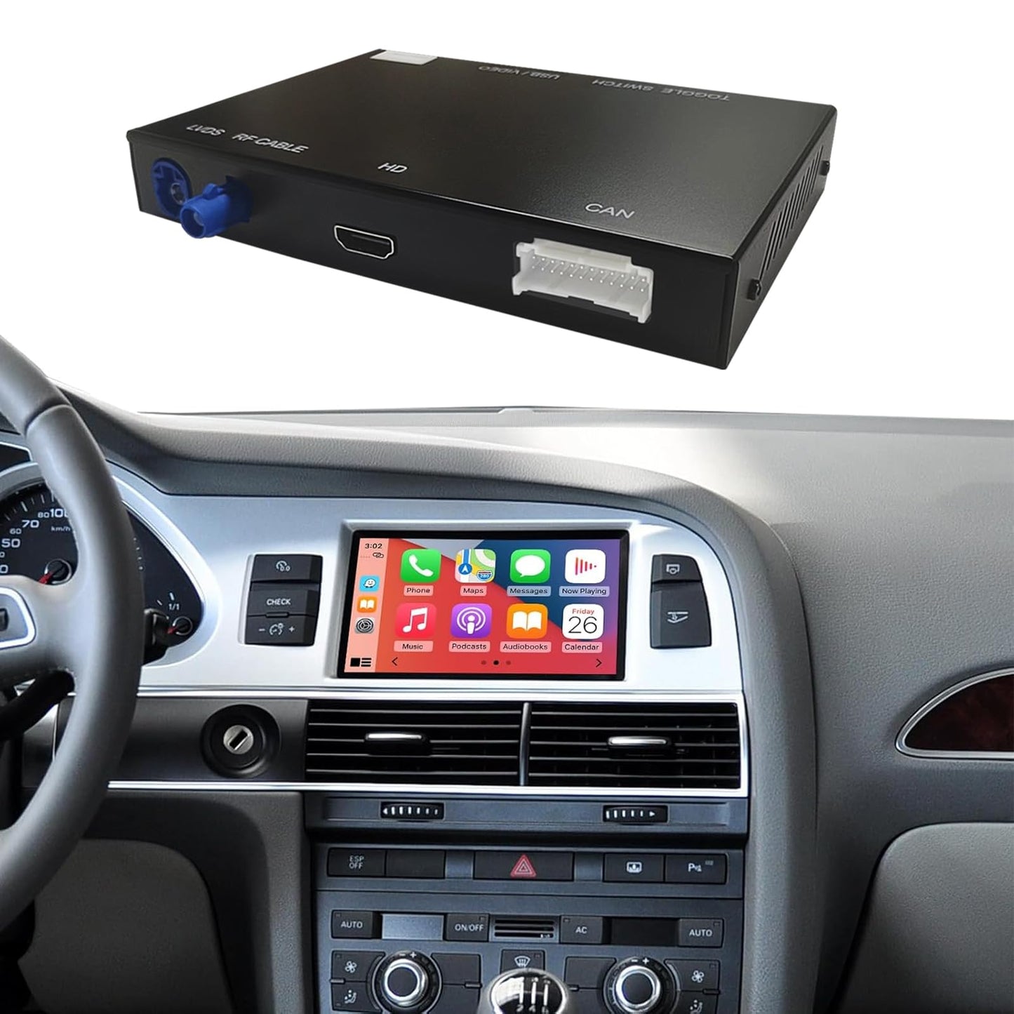 Kit Rétrofit CarPlay & Android Auto Sans Fil pour Audi A3/S3 (2013–2018) – Navigation, Musique, Caméra, Mirroring