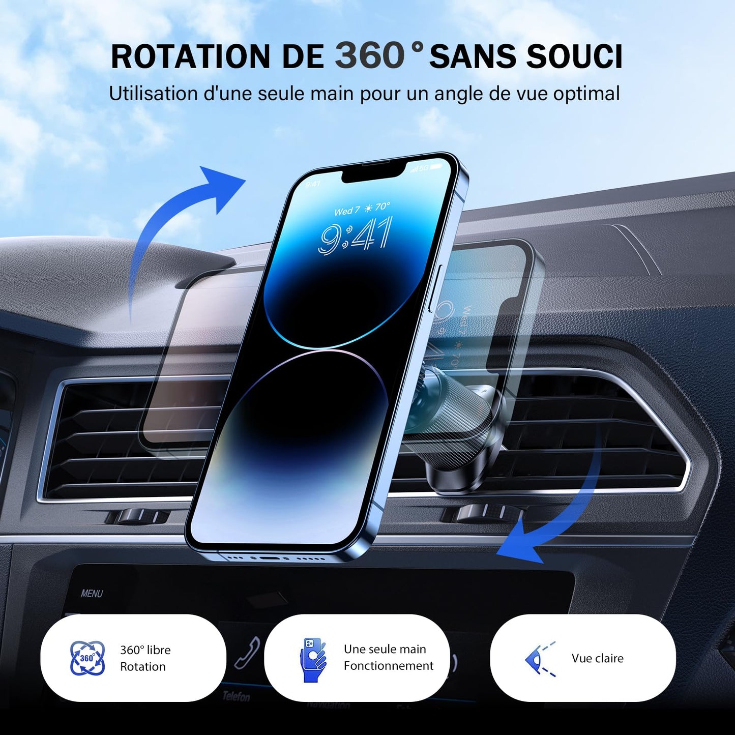 Support magnétique pour téléphone voiture