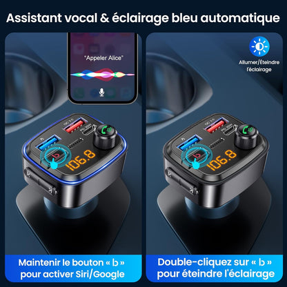 Émetteur Bluetooth Voiture  Kit Main Libre &amp; Charge Rapide USB-C 30W