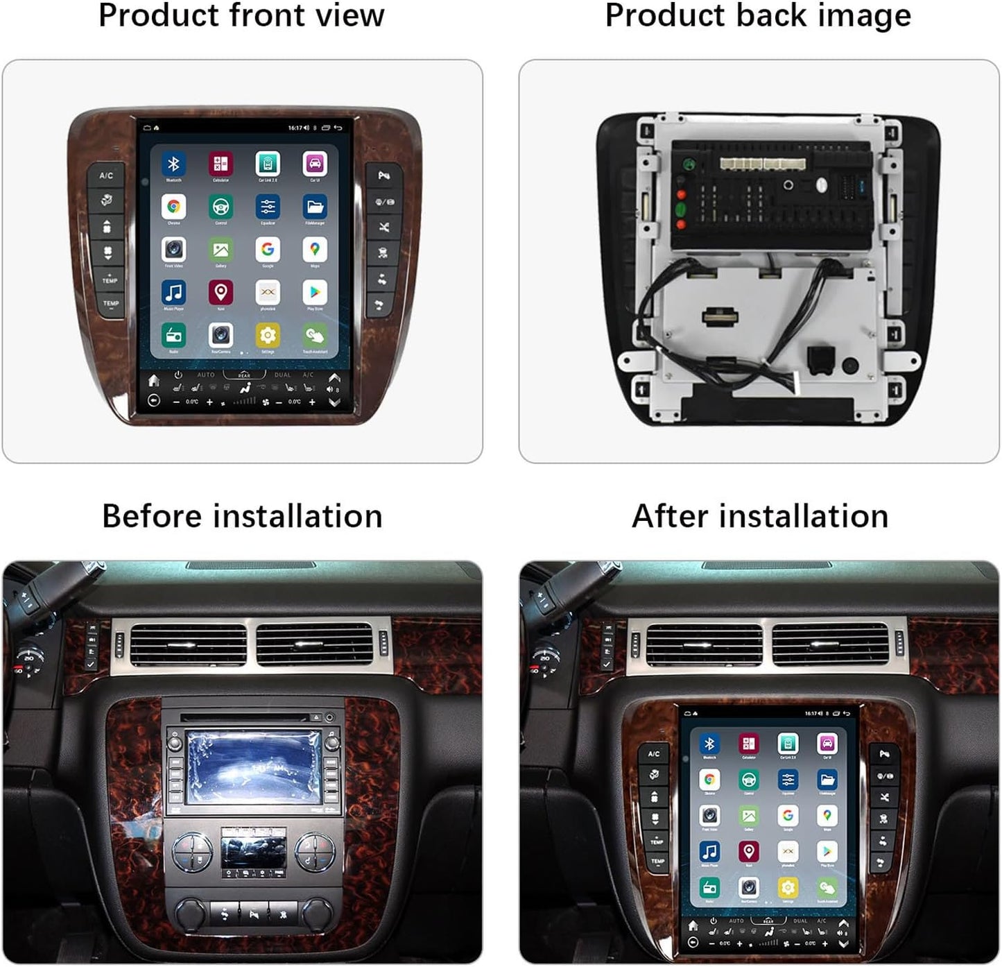 Autoradio Android 15 Double Din pour Chevrolet/GMC (2007-2013) - CarPlay Sans Fil, 8Go RAM + 256Go, GPS, 5G WiFi, Écran QLED 1920x720