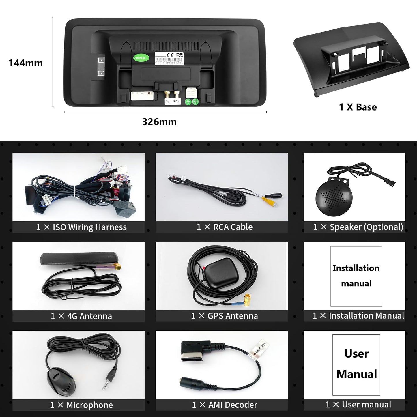 Autoradio Android 13 HD 4+64GB pour Mercedes Benz C A CLA G GLA W204 W176 C117 W463 X156 2012-2015 - CarPlay & Android Auto