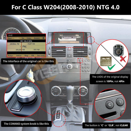 Autoradio Android 13 HD 4+64GB pour Mercedes Benz C A CLA G GLA W204 W176 C117 W463 X156 2012-2015 - CarPlay & Android Auto