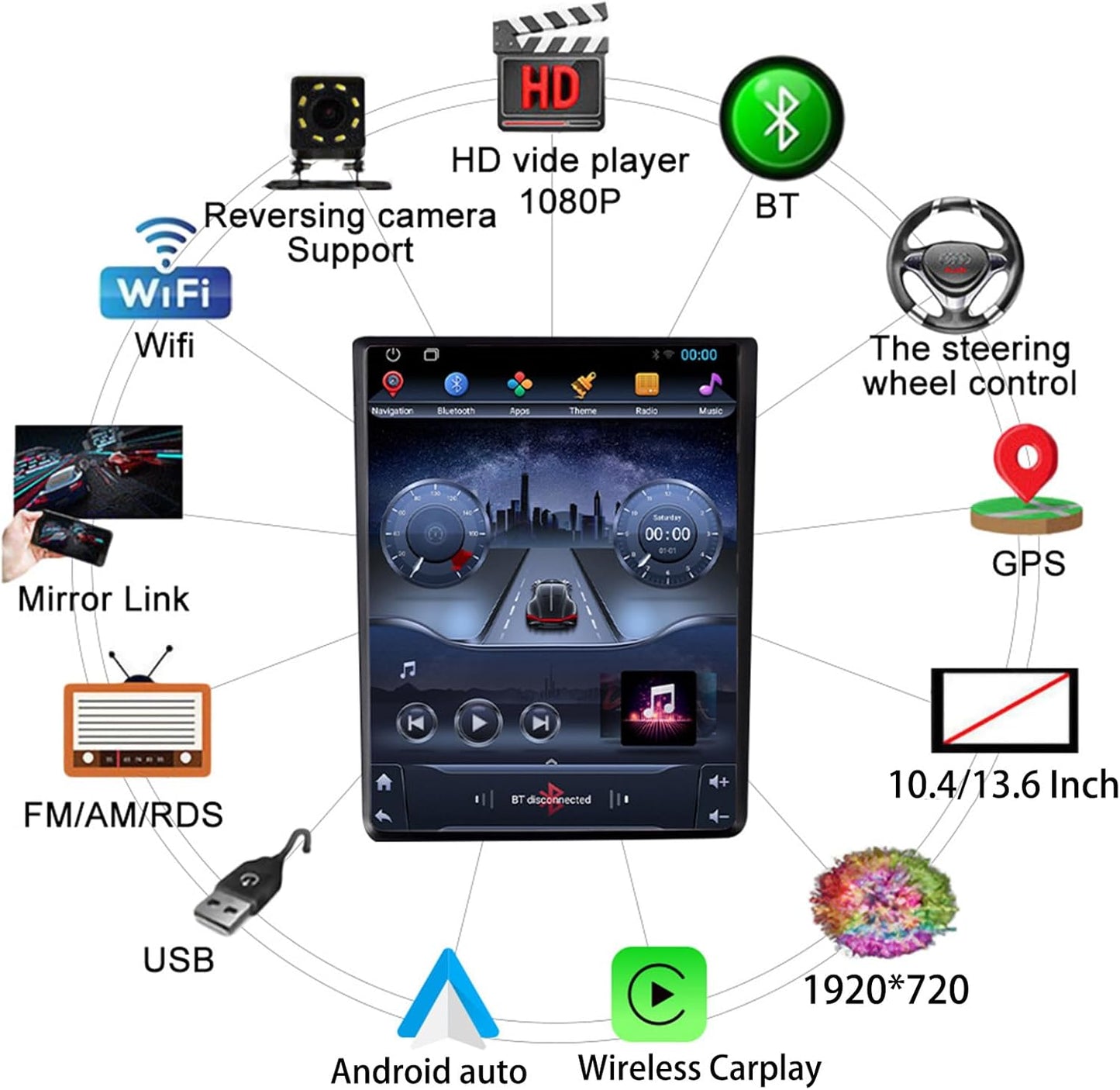 Autoradio Android 15 Double Din pour Nissan 370Z (2005-2019) - CarPlay Sans Fil, 8Go/256Go, Écran QLED