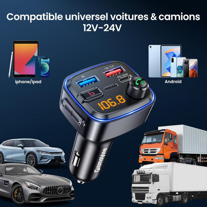 Émetteur Bluetooth Voiture  Kit Main Libre &amp; Charge Rapide USB-C 30W