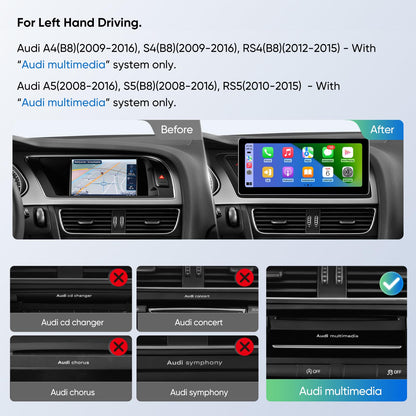 Autoradio 12,3" pour Audi A4/A5/S4/S5 B8 (2009-2016) avec CarPlay & Android Auto