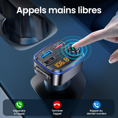 Émetteur Bluetooth Voiture  Kit Main Libre &amp; Charge Rapide USB-C 30W