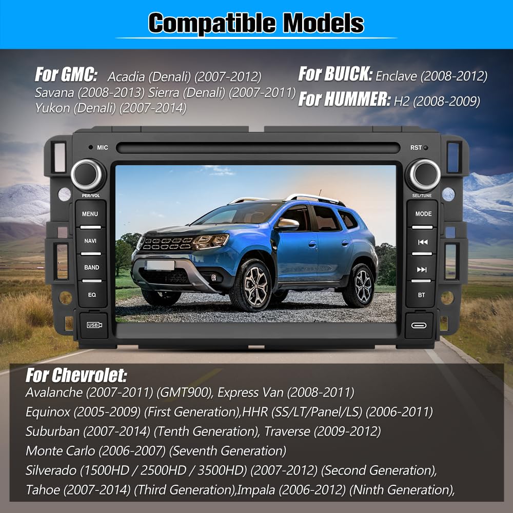AWESAFE Car Stereo for Chevrolet Chevy Silverado/GMC Sierra Yukon Tahoe/Buick, Support Carplay Android Auto Touch Screen Android Radio with Bluetooth GPS Navigation, 2G Ram 32G ROM