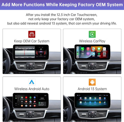 Écran tactile 12.3" Android 13 pour Mercedes Classe E W212 (2009-2014) | Wireless CarPlay, Android Auto, GPS