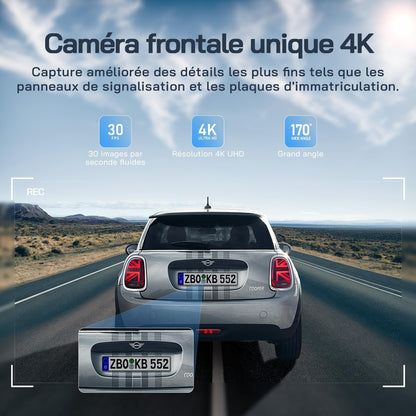 Dashcam 4K Avant/Arrière WiFi - Vision Nuit 170° - Carte 32G incluse
