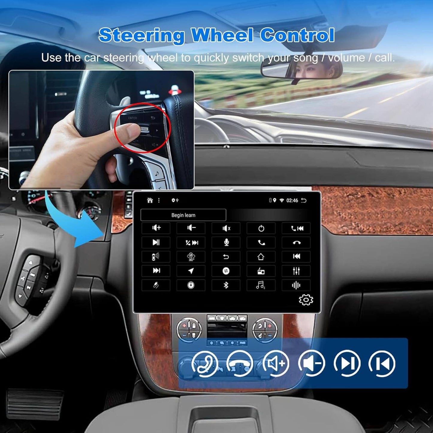 Autoradio 13 pouces Chevrolet Tahoe Suburban GMC Yukon 2008-2012 - QLED GPS double caméra 6+128 Go