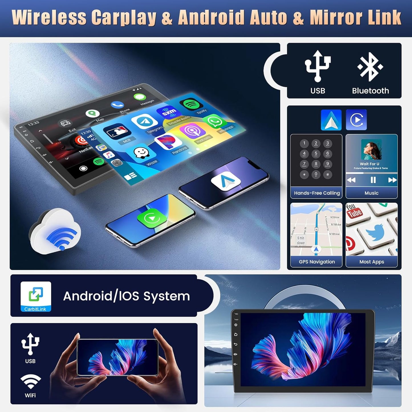 Autoradio Android 13 9 Pouces pour Peugeot 607 (2002-2010)| 4GB RAM + 64GB ROM