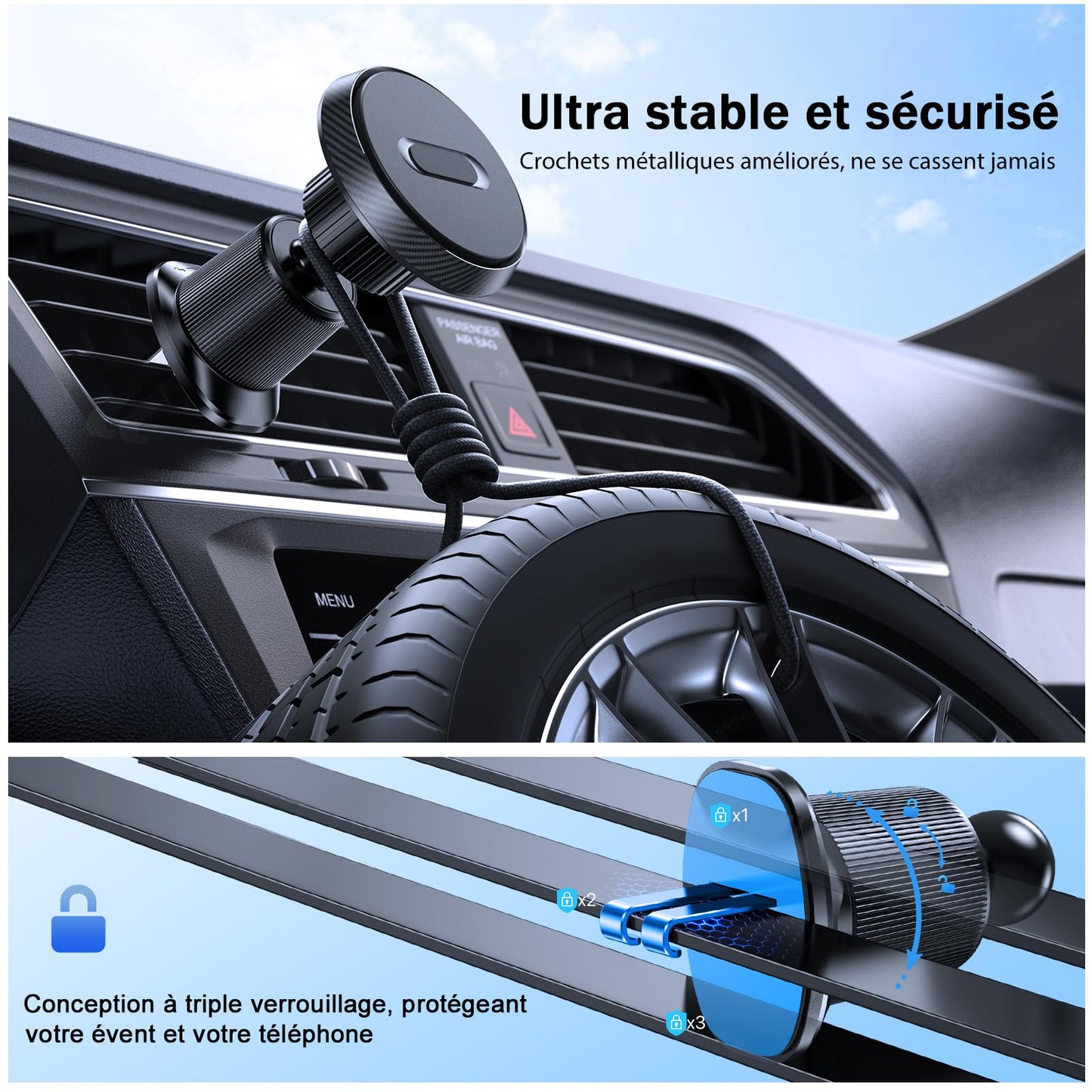 Support magnétique pour téléphone voiture