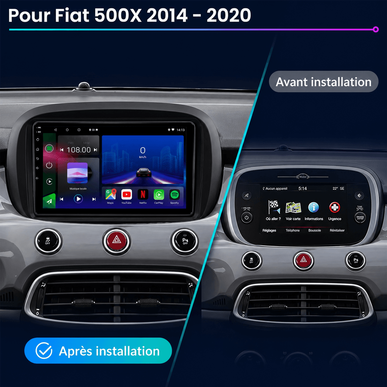 FIAT 500X | 2014-2019 | Android 15 Autoradio | Apple CarPlay | Android Auto