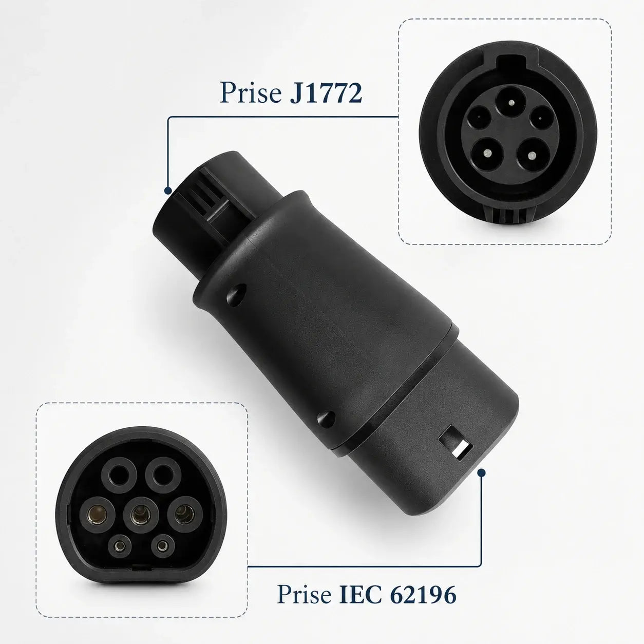 Adaptateur Type 1 J1772 vers Type 2 – 32A