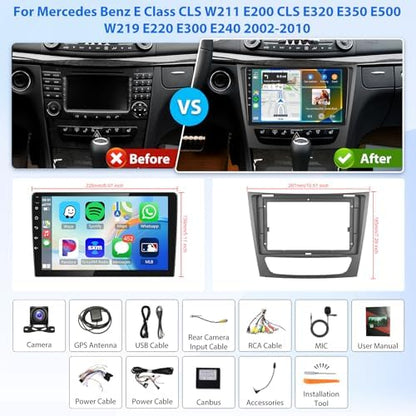 Poste Android13//4G-64//Mercedes Classe E W211/Carplay-Android Auto | Autoradio | Android 14 | Écran Tactile | Bluetooth | GPS