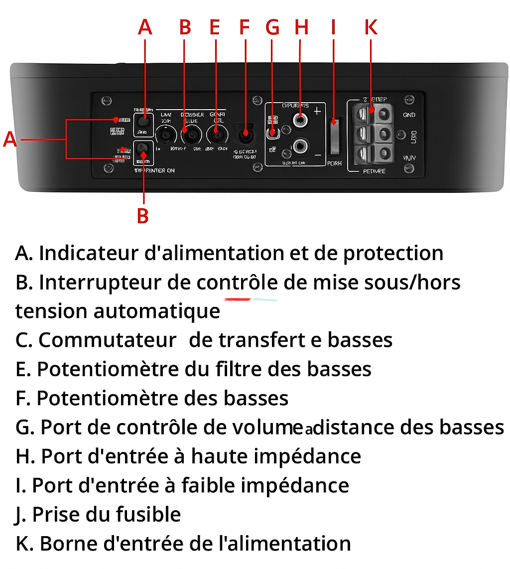 Caisson de basses 10" 800W - Ampli intégré, ultra-fin