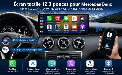 Écran Android 15 pour Mercedes Classe A W176, GLA X156, CLA C117 (NTG 4.5/4.7) 2013-2015