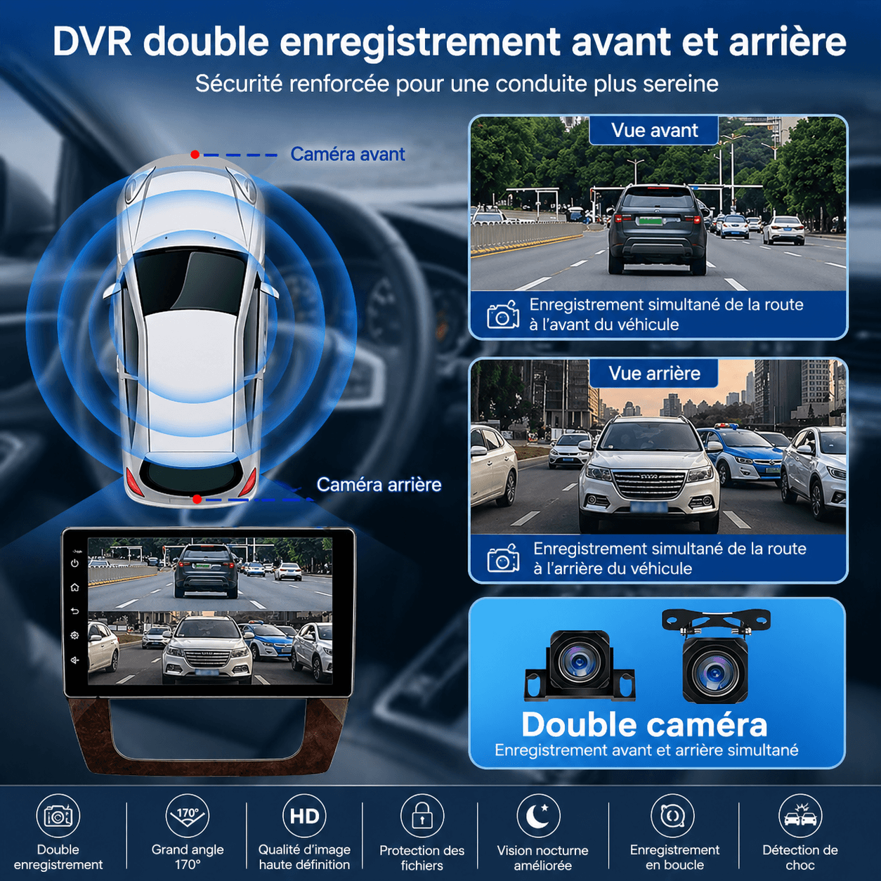 Autoradio 13 pouces Chevrolet Tahoe Suburban GMC Yukon 2008-2012 - QLED GPS double caméra 6+128 Go