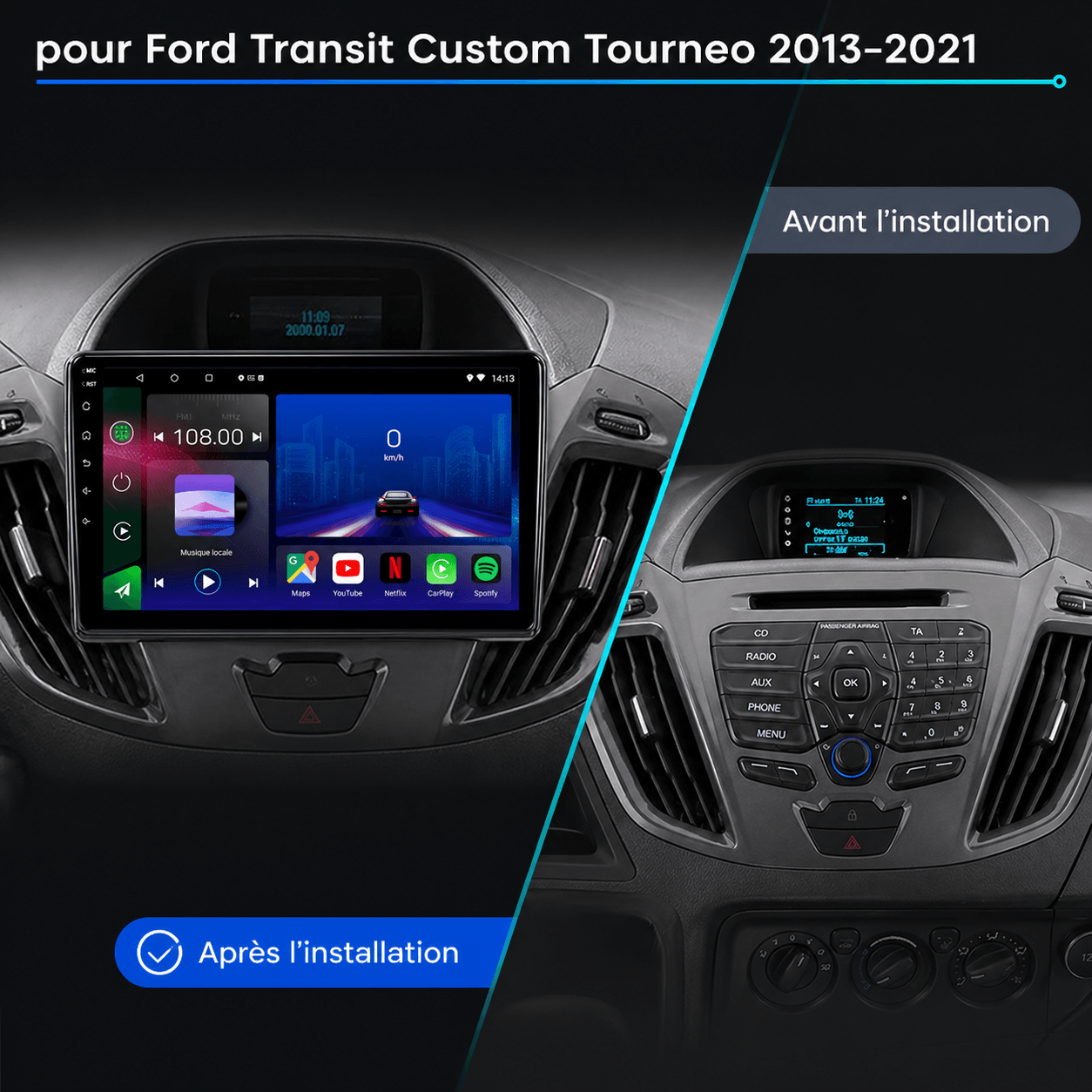 Ford Transit Custom | MK8 | 2013-2018 | Android 15 Autoradio | Apple CarPlay | Android Auto