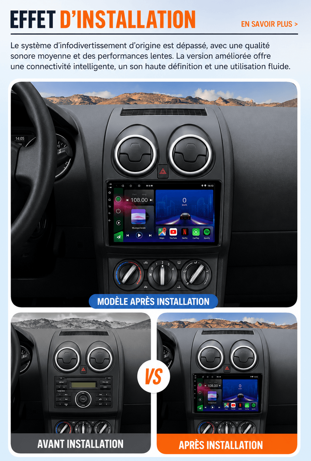 Nissan Qashqai | 2006-2013 | Android 15 Autoradio | Apple CarPlay | Android Auto