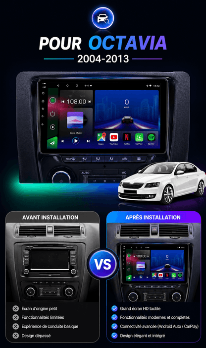 Skoda | Octavia MK2 | 2004-2013 | Android 15 Autoradio | Apple CarPlay | Android Auto