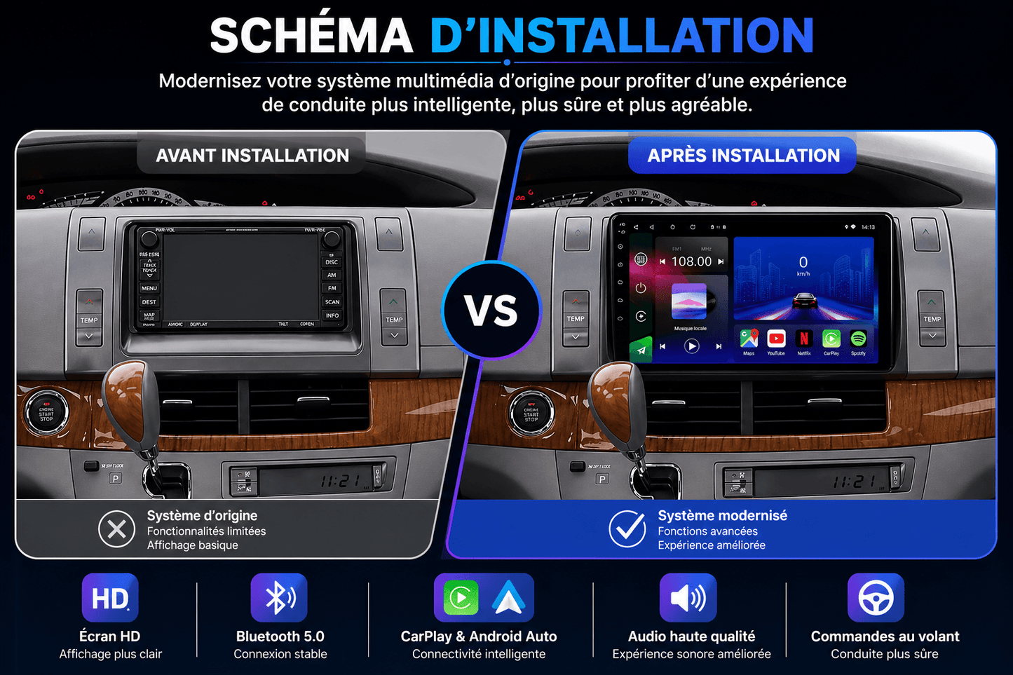 Toyota Estima | 2006-2016 | Android 15 Autoradio | Apple CarPlay | Android Auto