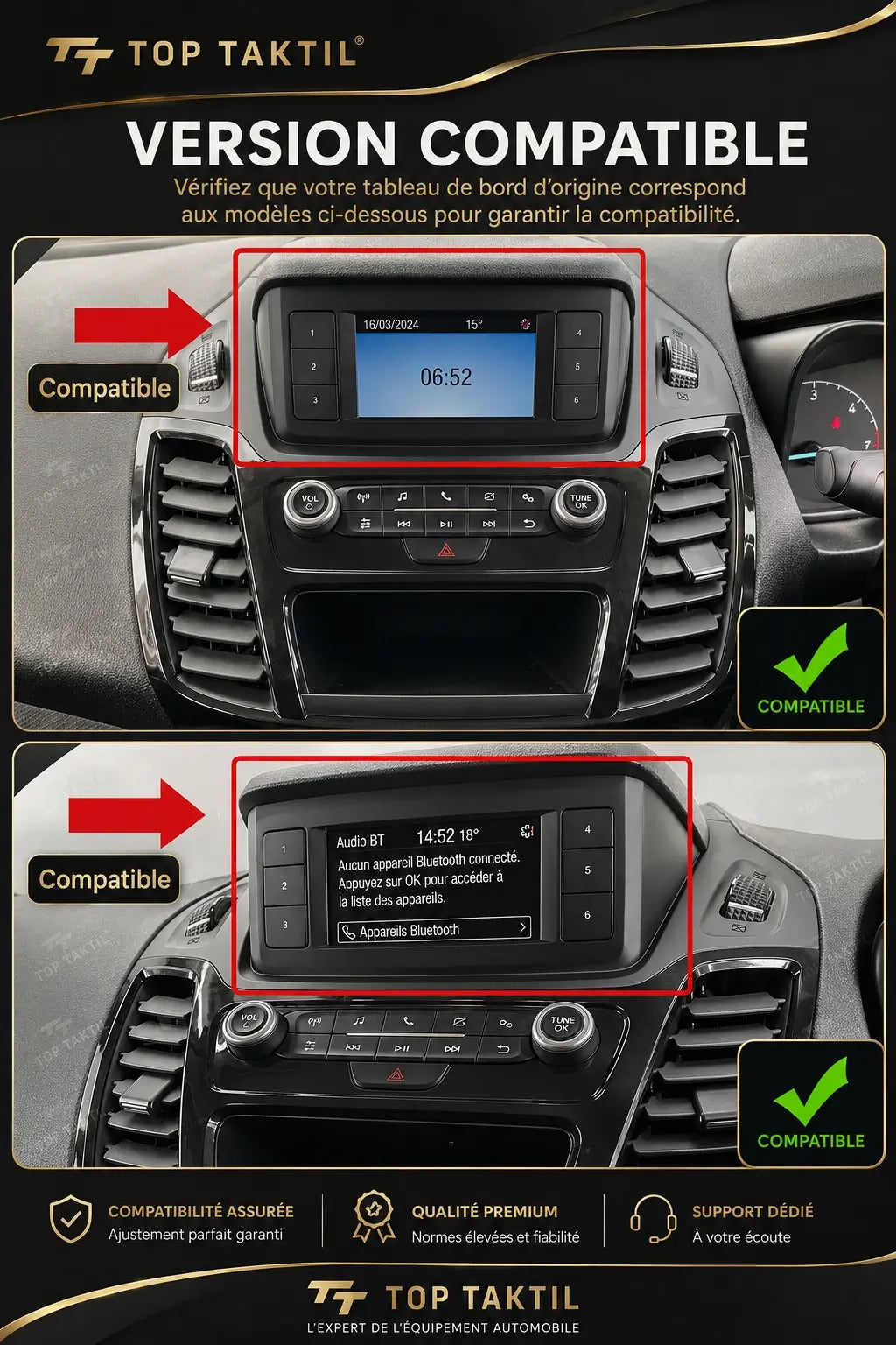 Ford Transit Connect, Ford Tourneo  | 2018-2020 | Android 15 Autoradio | Apple CarPlay | Android Auto