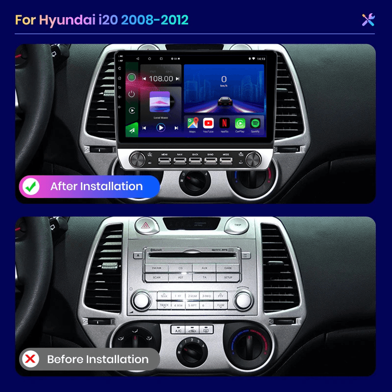 Hyundai i20 | 2008-2012 | Android 15 Autoradio | Apple CarPlay | Android Auto