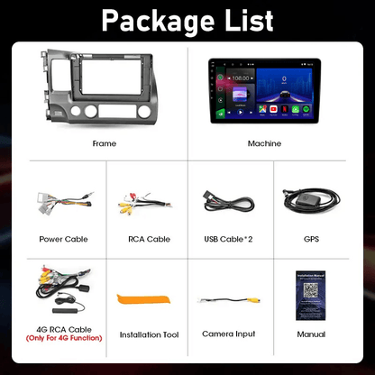 Honda Civic 8 |2005-2012 | Autoradio Android 15 | Apple CarPlay | Android Auto