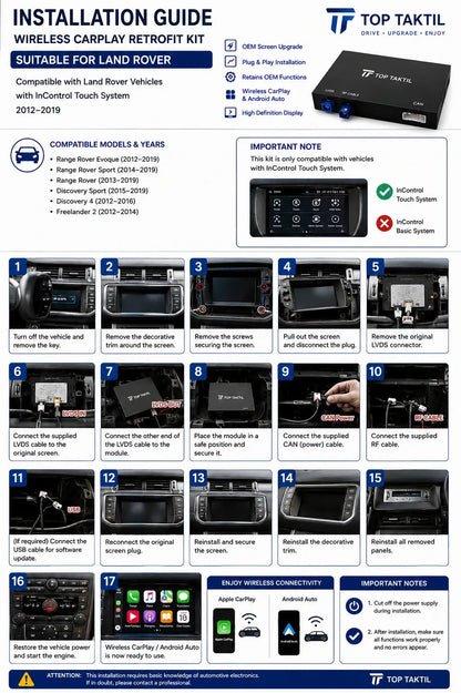 Kit de reequipamiento CarPlay inalámbrico para Land Rover – Transforma tu vehículo en un coche conectado