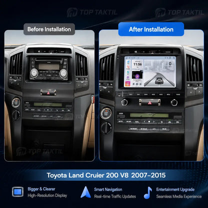 Toyota Land Cruiser 2008-2015 Android 15 Autoradio : IPS Touch, Car-Play, Android Auto, GPS, WiFi 5G, FM, SWC, Caméra AHD