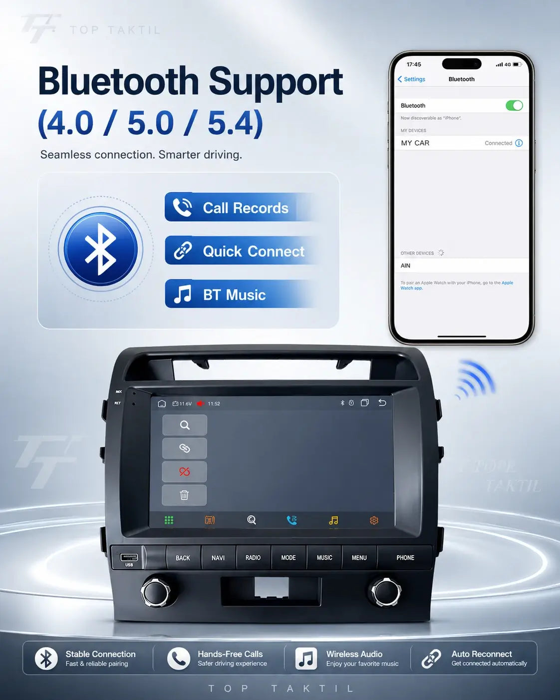 Toyota Land Cruiser 2008-2015 Android 15 Autoradio : IPS Touch, Car-Play, Android Auto, GPS, WiFi 5G, FM, SWC, Caméra AHD