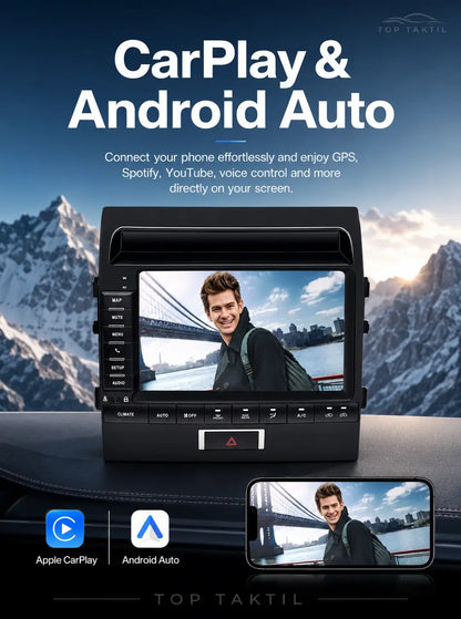 Toyota Land Cruiser 2008-2015 Android 15 Autoradio : IPS Touch, Car-Play, Android Auto, GPS, WiFi 5G, FM, SWC, Caméra AHD