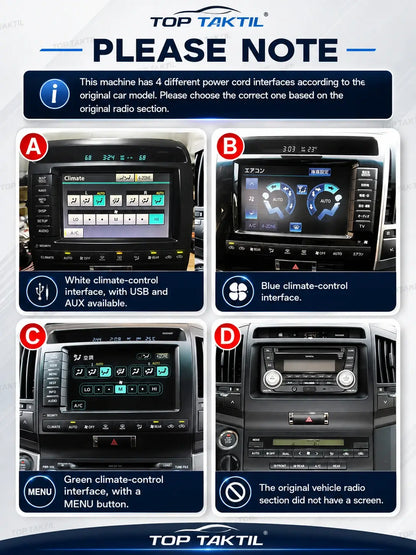 Toyota Land Cruiser 2008-2015 Android 15 Autoradio : IPS Touch, Car-Play, Android Auto, GPS, WiFi 5G, FM, SWC, Caméra AHD