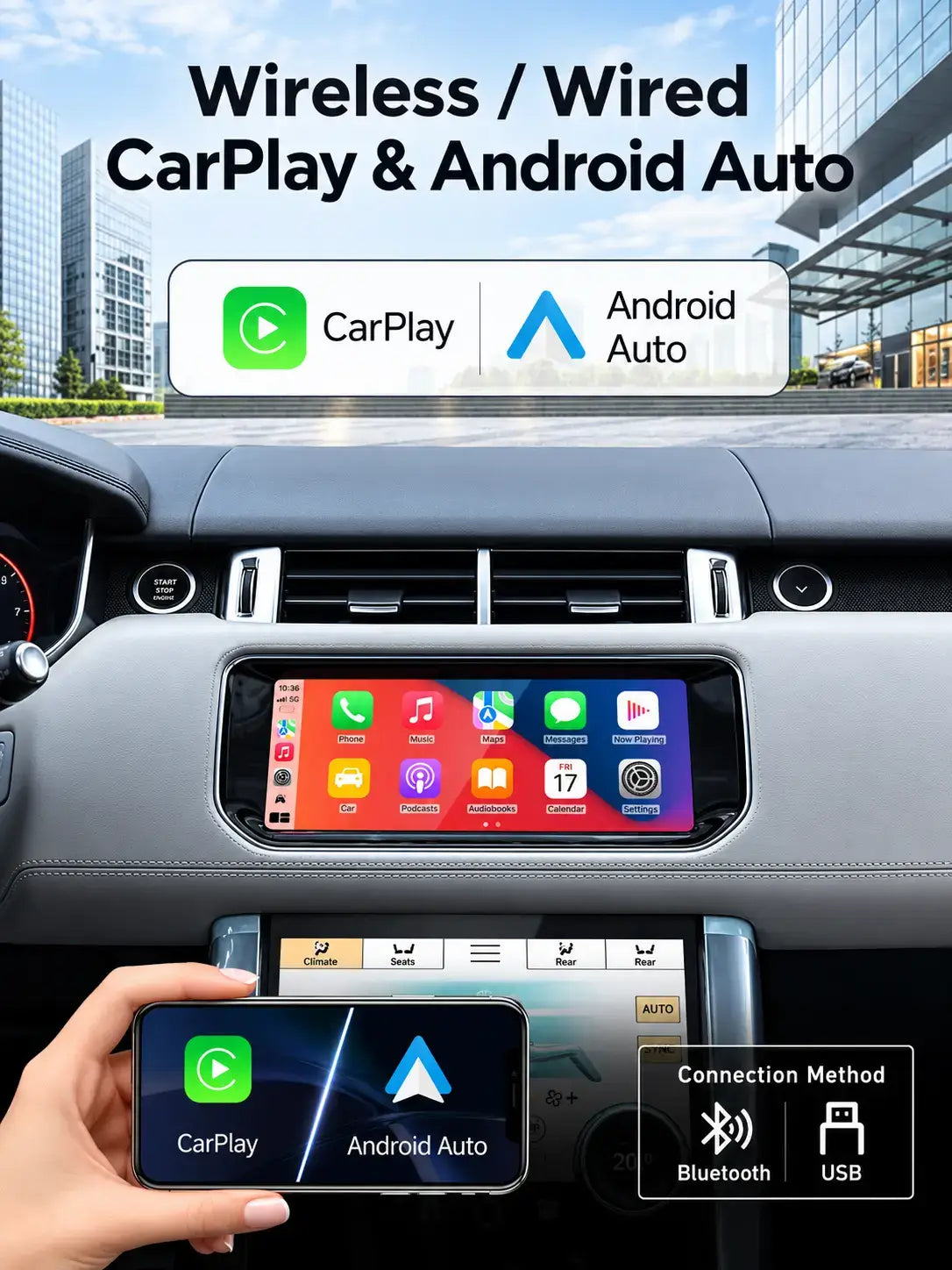 Écran tactile Android & écran de contrôle de climatisation pour Land Rover Range Rover Sport L494 & Vogue L405 – Mise à niveau multimédia premium