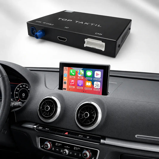 Kit Retrofit CarPlay & Android Auto sans fil pour Audi A3 (2010–2018) – Navigation, musique, caméra, duplication d’écran