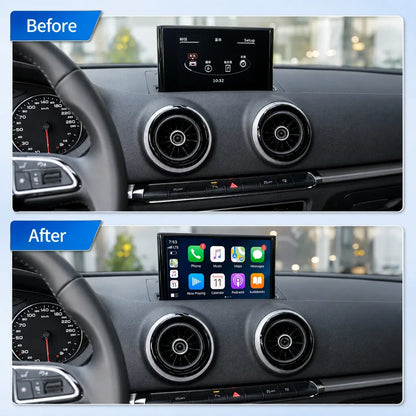 Kit Retrofit CarPlay & Android Auto sans fil pour Audi A3 (2010–2018) – Navigation, musique, caméra, duplication d’écran