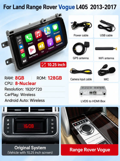 Écran tactile Android & écran de contrôle de climatisation pour Land Rover Range Rover Sport L494 & Vogue L405 – Mise à niveau multimédia premium