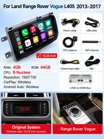 Écran tactile Android & écran de contrôle de climatisation pour Land Rover Range Rover Sport L494 & Vogue L405 – Mise à niveau multimédia premium
