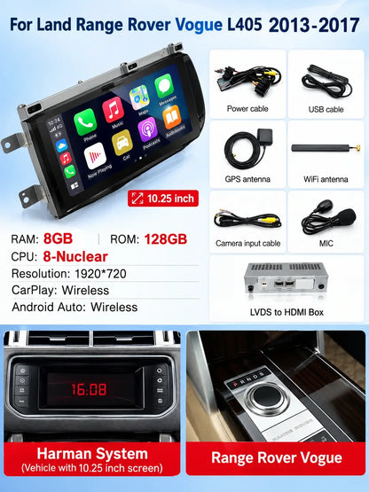 Écran tactile Android & écran de contrôle de climatisation pour Land Rover Range Rover Sport L494 & Vogue L405 – Mise à niveau multimédia premium