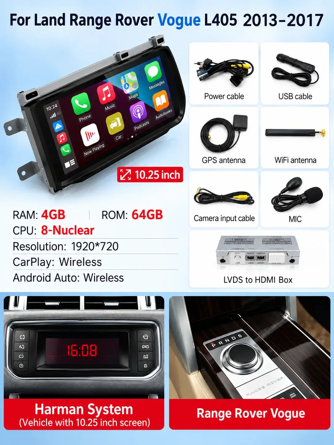 Écran tactile Android & écran de contrôle de climatisation pour Land Rover Range Rover Sport L494 & Vogue L405 – Mise à niveau multimédia premium