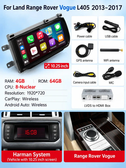Écran tactile Android & écran de contrôle de climatisation pour Land Rover Range Rover Sport L494 & Vogue L405 – Mise à niveau multimédia premium
